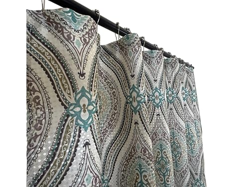 Serafina Home Hotel Quality Fabric Bathroom Shower Curtain: Modern Damask Paisley - Beige, Green and Taupe (72 x 70 inches) - color: Paisley