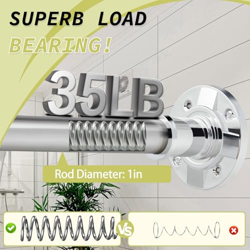 Silver Heavy Duty Tension Shower Curtain Rod 30-100 in Adjustable Spring Long Curtain Rods 1" Dia Stainless Steel Rustproof No Drill For Bathroom Window Non Slip - color: Silver, size: 31-100"