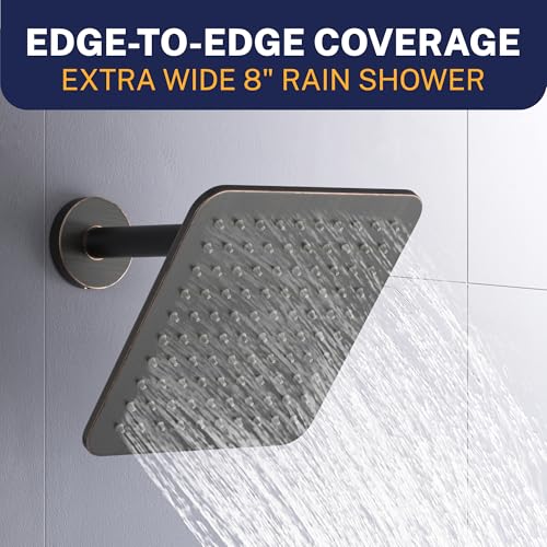 HammerHead Showers Solid Metal 8 Inch Square Rainfall Shower Head, High Flow Shower Head Optimized for Pressure, Oil Rubbed Bronze, 2.5 GPM - color: Oil Rubbed Bronze