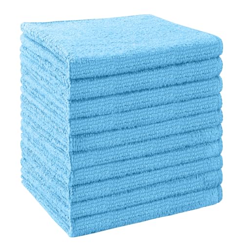 Washcloths 10 Pack Face Towels (12" x 12"), Highly Soft Wash Cloths | Hand Towels, Fast Drying Multi-Purpose Microfiber Cleansing Cloths for Bathroom, Hotel, Spa, and Salon Blue - color: Blue, size: 10Pack