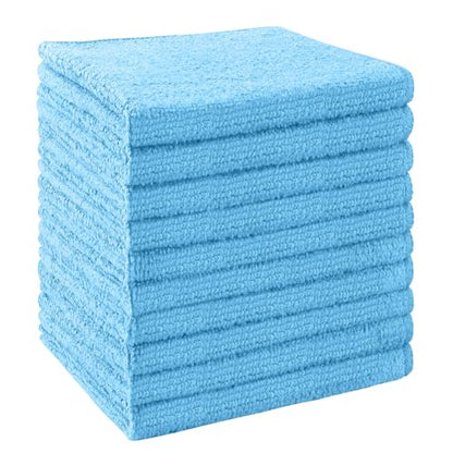 Washcloths 10 Pack Face Towels (12" x 12"), Highly Soft Wash Cloths | Hand Towels, Fast Drying Multi-Purpose Microfiber Cleansing Cloths for Bathroom, Hotel, Spa, and Salon Blue - color: Blue, size: 10Pack