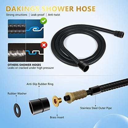 6 Spray Modes High Pressure Handheld Showerhead Set Upgraded | 5 Inches Shower Head with Handheld Spray Oil Rubbed Bronze Handheld Shower Head 60 Inches Stainless Steel Hose-1-Min Install - color: Oil Rubbed Bronze