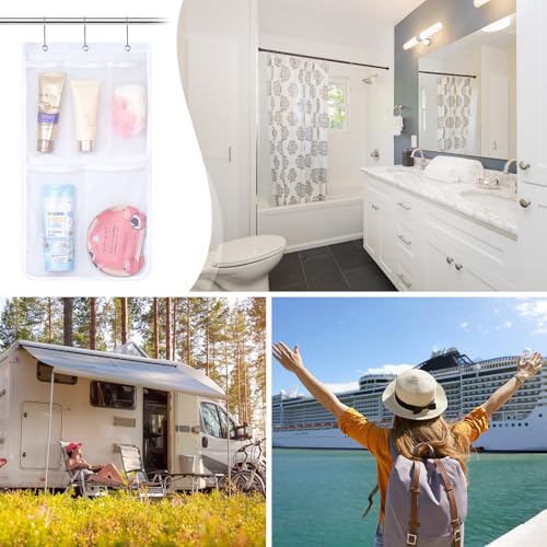 Lifewit Mesh Shower Caddy, 5 Pockets Hanging Bathroom Organizer, 1 Pack | 12" x 20", Attached 3 Hooks, Quick-Dry, Portable, Cruise Essentials, Idea for Toiletry, RVing, Travel, Camping - size: 12" × 20"