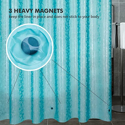 Bostofy Shower Curtain Liner,Waterproof Heavyweight 8g EVA Shower Liner with 3 Magnets and 12 Rustproof Metal Grommets, 72" W x 84" L - color: Teal Stone, size: 72"W x 84"L (Pack of 1)