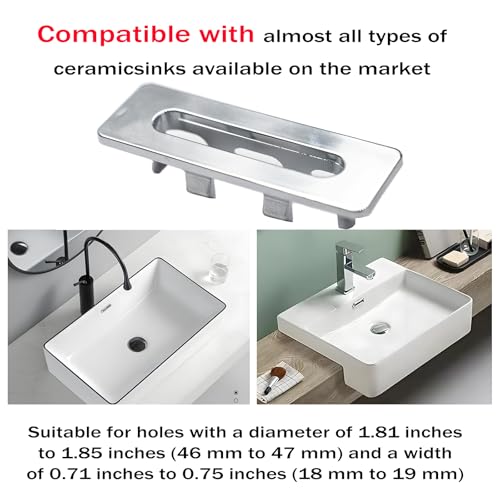 2 Pack Plastic Sink Basin Overflow Trim Rectangle Drain Cap Bathroom Sink Trim Overflow Cover Insert in Hole Round Caps for Kitchen Bathroom