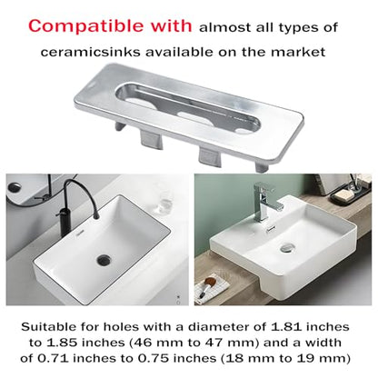 2 Pack Plastic Sink Basin Overflow Trim Rectangle Drain Cap Bathroom Sink Trim Overflow Cover Insert in Hole Round Caps for Kitchen Bathroom