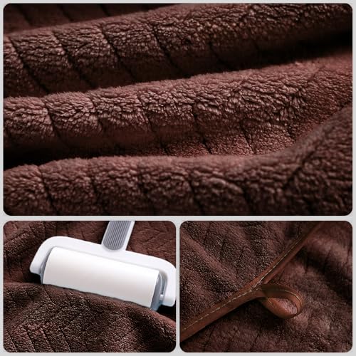 Cozy Wheat Spike Stripes Bath Towel Set Coral Fleece from Bamboo Bathroom Towels-Soft&Absorbent Wheat Spike Stripes Pattern-Brown