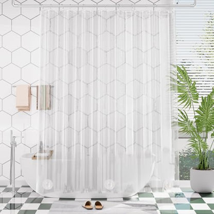 AmazerBath Long Shower Curtain 80 Inches Clear Shower Curtain Plastic Premium PEVA, Heavy Duty 8G Weighted Shower Curtains for Bathroom with 3 Big Stones and 12 Grommets, 72x80 Inches - color: 8g Clear, size: 72"W x 80"L (Pack of 1)