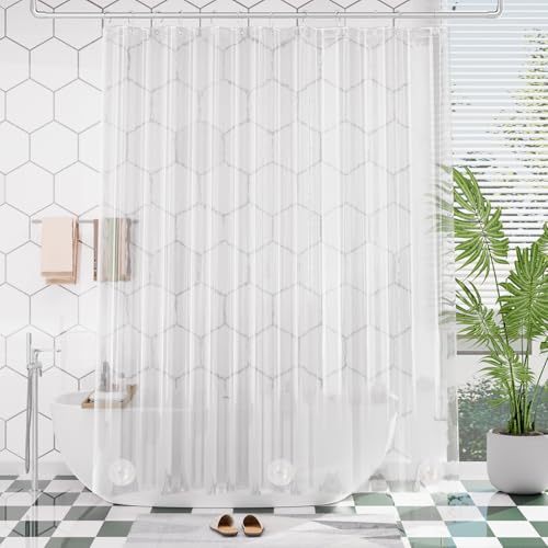 AmazerBath Long Shower Curtain 80 Inches Clear Shower Curtain Plastic Premium PEVA, Heavy Duty 8G Weighted Shower Curtains for Bathroom with 3 Big Stones and 12 Grommets, 72x80 Inches - color: 8g Clear, size: 72"W x 80"L (Pack of 1)