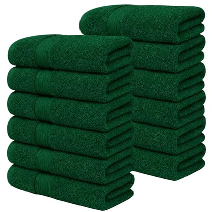 100% Cotton Hand Towels 18x28 Inches, 600 GSM, Soft & Absorbent, Set of 12, Green - color: Green, size: Hand Towel Set of 12