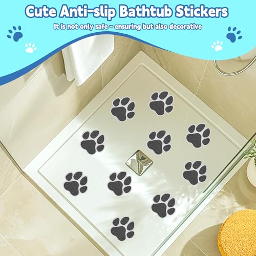 Secopad Non-Slip Bathtub Stickers, 20 PCS Large Safety Bathroom Tubs Showers Treads Adhesive Decals with Premium Scraper (Black) - color: Black