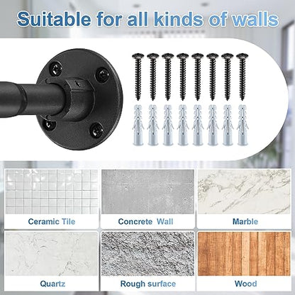 Heavy Duty Shower Curtain Rod - 28 to 62" Fixed Shower Curtain Rod Wall Mounted - Adjustable Extendable Rustproof for Bathroom,Closet,Doorway,Room Divider - Matte Black 2 Pack - size: 29-62" (2 Pack)