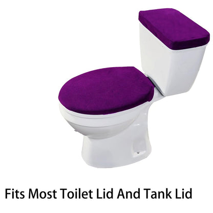 Madeals Memory Foam Toilet Mat and Velvet Toilet lid Cover Set with Toilet Tank Cover Velvet 3 Piece Toilet Set Purple - color: Purple