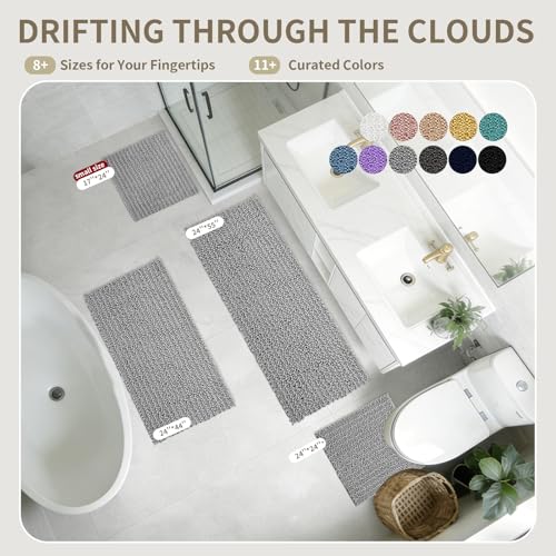 Toilet Rugs U-Shaped Mat 24x24, Contour Bathroom Mat - Ultra Soft & Absorbent Chenille, Quick-Dry, Machine Washable with Non Slip Barrier Backing, Grey - color: Grey, size: 24" X 24"(Toilet Rug)