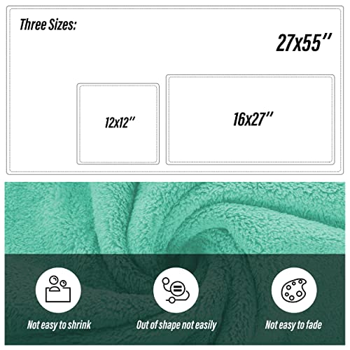 MOONQUEEN Ultra Soft Microfiber Coral Velvet Towel Set - Quick Drying, 2 Bath Towels, 2 Hand Towels, 2 Washcloths - Aqua Green, 6 Pcs - color: Aqua Green