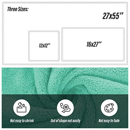 MOONQUEEN Ultra Soft Microfiber Coral Velvet Towel Set - Quick Drying, 2 Bath Towels, 2 Hand Towels, 2 Washcloths - Aqua Green, 6 Pcs - color: Aqua Green