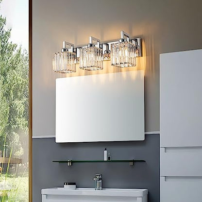 Modern Bathroom Vanity Light 3-Lights Chrome Crystal Wall Lamp Bathroom Modern Crystal Vanity Lighting - color: Chrome Crooked, size: 3-light