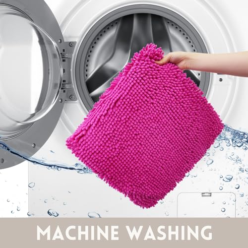Valentine's Day Bathroom Mat Bathroom Rugs Chenille, Extra Thick and Absorbent, Non-Slip, Machine Washable, Dry Quckily, Soft Cozy Plush, Used Under Shower Bathtub and Sink, Hot Pink - color: Rose, size: 20 x 32 inch + 20 x 20 inch (U-Shape)