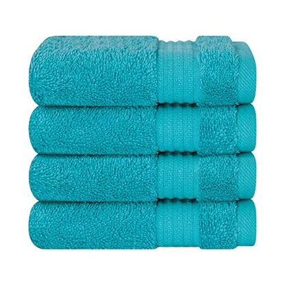 Cotton Paradise 100% Cotton Turkish Towel Set, Soft Absorbent Quick Dry, 4 Piece Washcloth Set, Ocean Aqua - color: Ocean Aqua, size: 13"x13"