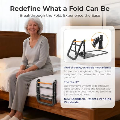 C1 Fold Bed Rails for Elderly Adults Safety - Bed Assist Rail with Adjustable Height, Tool-Free One-Hand Foldable Bed Rails for Seniors - size: C1F (Foldable NEW)