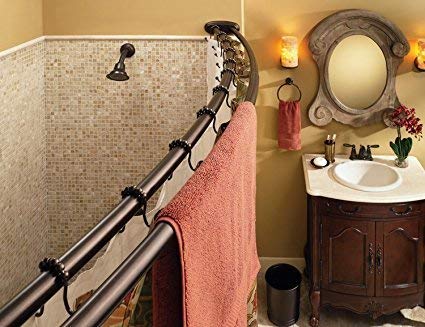 Double Glide Shower Rings Hooks 12 Count Oil Rubbed Bronze RUSTPROOF Stainless Steel Shower Curtian Rings Hooks