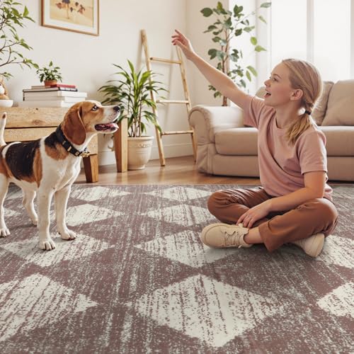 Checkered Kitchen Runner Rug 2x6 Beige, Non Slip Washable Hallway Bathroom - color: Beige, size: 2' x 6' (Runner)