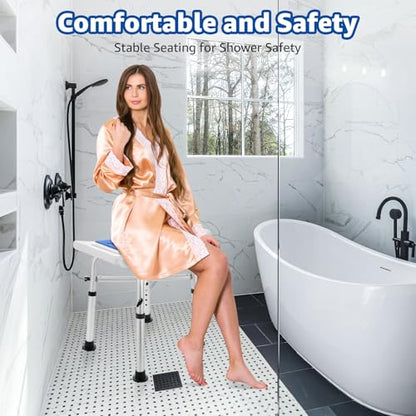Shower Chair Bath Stool Seat 350 Lbs | Height Adjustable Bath Bench with Padded Seat for Seniors,Shower Stool Chair for Inside Shower (Blue) - color: Blue