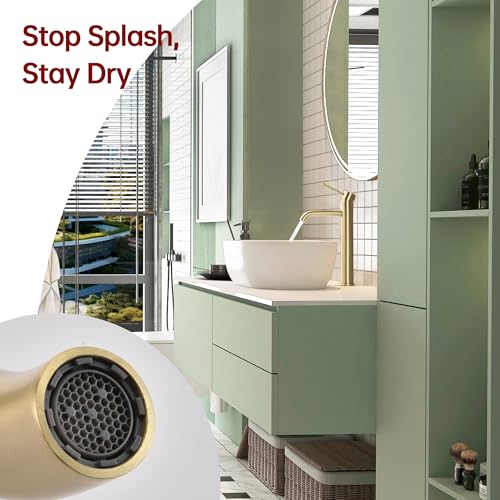 SUMERAIN Tall Bathroom Vessel Sink Faucet, Brushed Gold | 304 Stainless Steel, Water-Saving, Single Handle, Single Hole, Lead-freee, with Supply Lines, Easy Install - color: Brushed Gold, size: Vessel Sink faucet