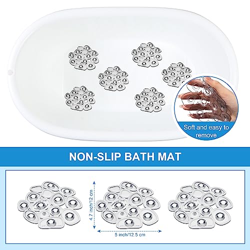 Riakrum 12 Pcs Non Slip Bathtub Stickers, Clear Anti Slip Shower Treads with Strong Suction Cups, Pebble Provides Traction Machine Washable No Residue, Safe(Gray) - color: Gray
