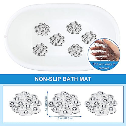 Riakrum 12 Pcs Non Slip Bathtub Stickers, Clear Anti Slip Shower Treads with Strong Suction Cups, Pebble Provides Traction Machine Washable No Residue, Safe(Gray) - color: Gray