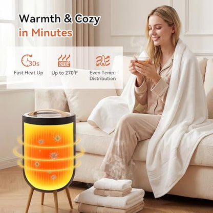 Towel Warmer Black Bath Towel Warmers for Bathroom – Adjustable Timer, Ambient Light, Relaxation Mode, Auto Shut Off & Safety Lock – Fits Two 40"x70" Towels, Bathrobes, Blankets