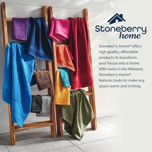 Stoneberry Home® 6-Piece Waffle Towel Set Cotton Black - color: Black