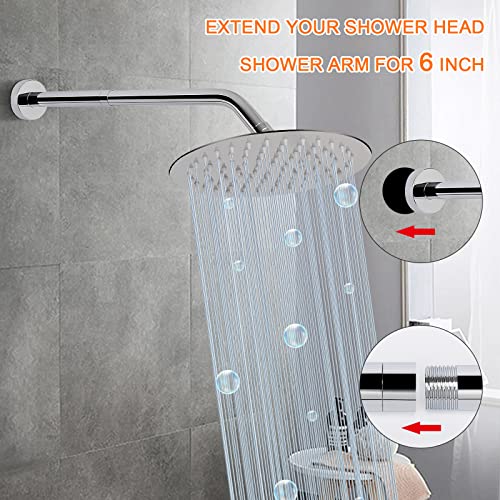 Shower Head Extension Arm, Shower Extender Water Outlet- Lowers Existing, Shower Pipe Extension for Bathroom, Made of Solid Metal Stainless Steel(6 Inch, Chrome Finish) - color: Chrome Finish, style: 6 Inch