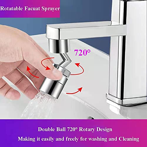 720 Degree Swivel Kitchen Sink Faucet Aerator, Dual Function Filter Faucet Head, 720 Rotating Faucet Extender for Bathroom, Flexible Faucet Sprayer Attachment