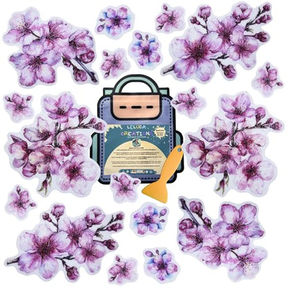 Handmade NON SLIP BATHTUB STICKERS, 18 PCS Sakura Cherry Blossom Decals, Alternative to Shower Mat, Waterproof Adhesives, Anti Slip Shower Stickers, Tubs, Stairs - Safety Tub Non Slip Stickers