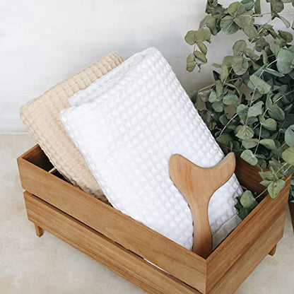 Waffle Hand Towel – 100% Turkish Cotton, Quick-Dry, Soft and Absorbent Bathroom Towel (Beige) - color: Beige, size: Hand Towel (1 Piece)
