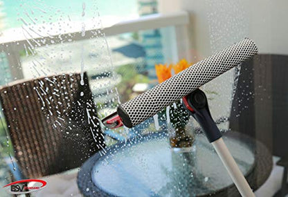 Professional Window Squeegee | 2-in-1 Window Cleaner Sponge and 10" Soft Rubber Strip with Extension Pole 50 Inch & 127 cm | Adjustable to Clean from Multiple Angles