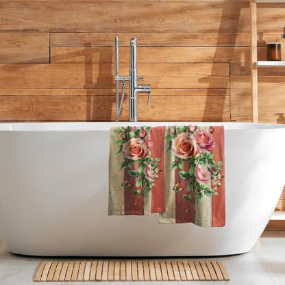 Giwawa Retro Rose Hand Towel Set Abstract Mid Century Kitchen Towel for Home - color: Retro Rose Red, size: 28.3" x 14.4"(Pack of 2)
