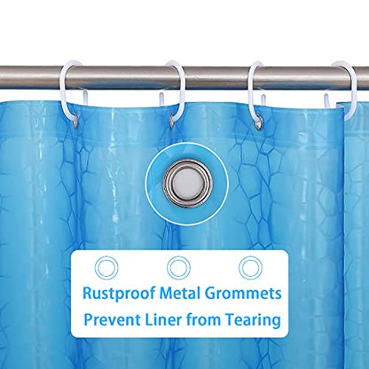 Bostofy Waterproof Shower Curtain Liner EVA Thick Shower Curtain with Heavy Duty 3 Bottom Magnets, Shower Liner for Shower Stall, Bathtubs, 3D Pebble Pattern, 72 x 72,12 Hooks - color: Blue Cube, size: 72"W x 72"L (Pack of 1)