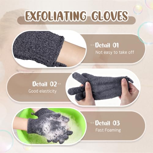 Didaey 104 Pcs Exfoliating Glove Bulk Shower Gloves with Hanging Loop Exfoliating Body Scrubber Dead Skin Remover for Body Bath Beauty Spa Massage Scrubs Men Women Bathing(Dark Grey) - color: Dark Grey