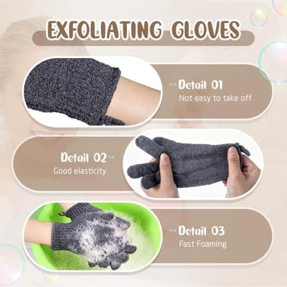Didaey 104 Pcs Exfoliating Glove Bulk Shower Gloves with Hanging Loop Exfoliating Body Scrubber Dead Skin Remover for Body Bath Beauty Spa Massage Scrubs Men Women Bathing(Dark Grey) - color: Dark Grey