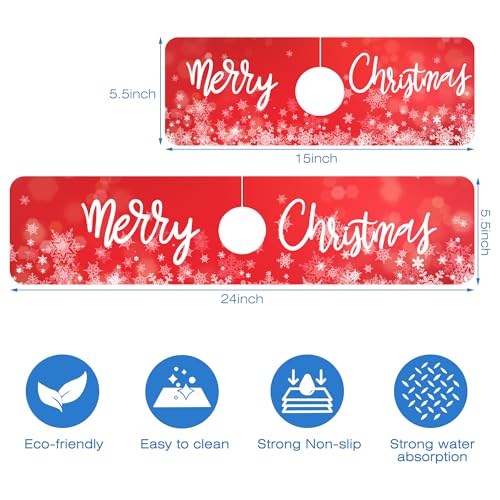 Merry Christmas Snowflake Kitchen Sink Splash Guard Mat Absorbent Fast Drying Mat Faucet Draining Mat Sink Splash Guard Behind Faucet Drip Catcher for Kitchen Bathroom 5.5"×24" - size: 5.5" x 5.5"