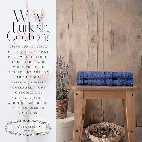 LA' HAM MAM FINE LIVING Luxury Turkish Cotton Towels Easy Care, Extra Soft & Absorbent, Hotel & Spa Quality, Kitchen & Bathroom Turkish Towels (Washcloth Set - 4 Pack, Navy) - color: Navy, size: Washcloth Set - 4 pack
