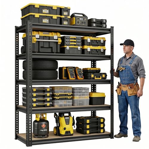 Heavy Duty Storage Shelving Unit, 5-Tier Adjustable Garage Shelves, 2025 lbs Capacity Metal Organizer Utility Rack, Freestanding for Kitchen Basement Bathroom Laundry, 36"W x 16"D x 72"H - size: 36Wx16Dx72H