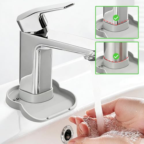 Silicone Faucet Mat for Kitchen Tap Compact Sink Splash Guard Protectors Behind Draining,Grey 2PCS - color: GreyX2