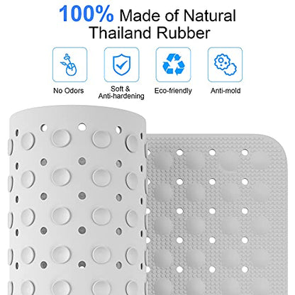 JOYCANO Bath Mat for Tub Non Slip, Shower Mat Bathtub Mat Non Slip, Natural Rubber no Plastic Odors Perfect for Baby and Elder, Tub Mat with Suction Cups, Machine Washable, 28 X 16 inches, White - color: White With Drain Holes