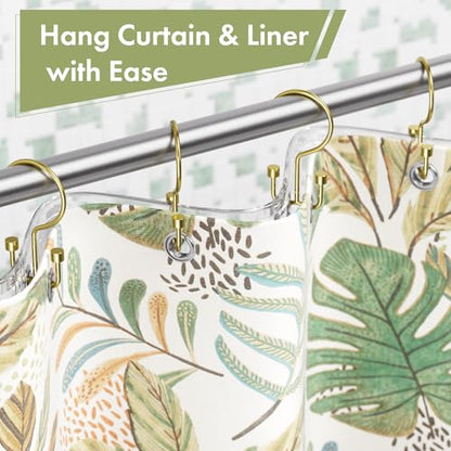 Gold Shower Curtain Hooks, 12PCS Minimalist Simple Double Shower Curtain Rings, Rust-Resistant Metal Shower Hooks, Cylinders Shower Rings for Bathroom Shower Rods Curtains - color: Gold, style: Cylinders - Double Hooks
