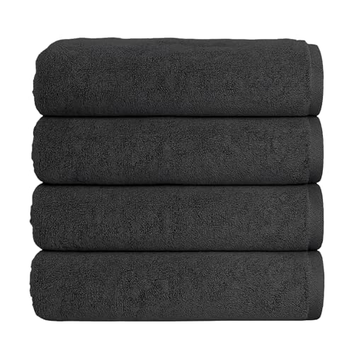 Soleil Fine Goods Luxurious 800 GSM 100% Cotton Bath Towel Set (4-Pack, 27x54) - Heavyweight & Ultra Absorbent, Plush Softness for Bathroom | Hotel & Spa Quality Luxury Towels- Charcoal - color: Charcoal