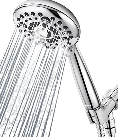 6 Spray Modes High Pressure Handheld Showerhead Set Upgraded | 5 Inches Shower Head with Handheld Spray Premium Chrome Handheld Shower Head 60 Inches Stainless Steel Hose-1-Min Install - color: ‎Premium Chrome