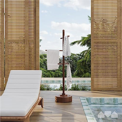 Milliard Pool Towel Rack Outdoor Freestanding Spa Towel Tree, Made from Weather Resistant Metal and Plastic – 65 inches x 25 inches– Brown